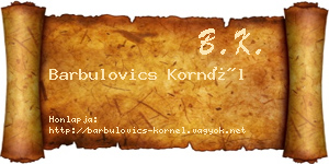 Barbulovics Kornél névjegykártya